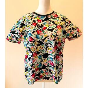 Fendi Mare Vintage Multicolor Floral Short Sleeve TShirt Top US Medium M 80s 90s